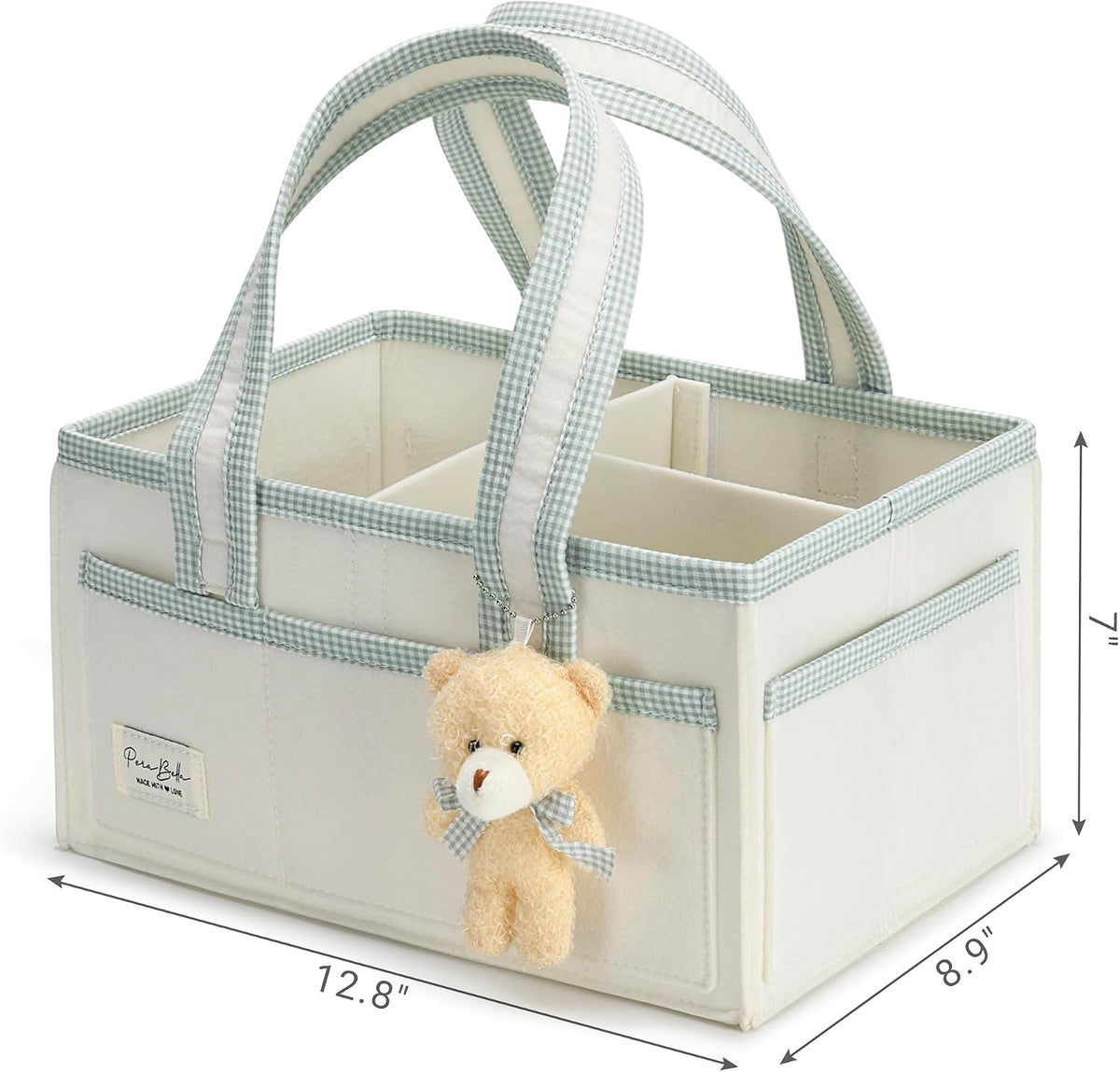 Diaper Caddy Organizer with Handle, Baby Shower Gifts Basket Bag, Registry Search Must Haves Items, Nursery Storage Organizer for Newborn Girl Boy, Baby Bag Essentials, Car Diaper Caddy Cart