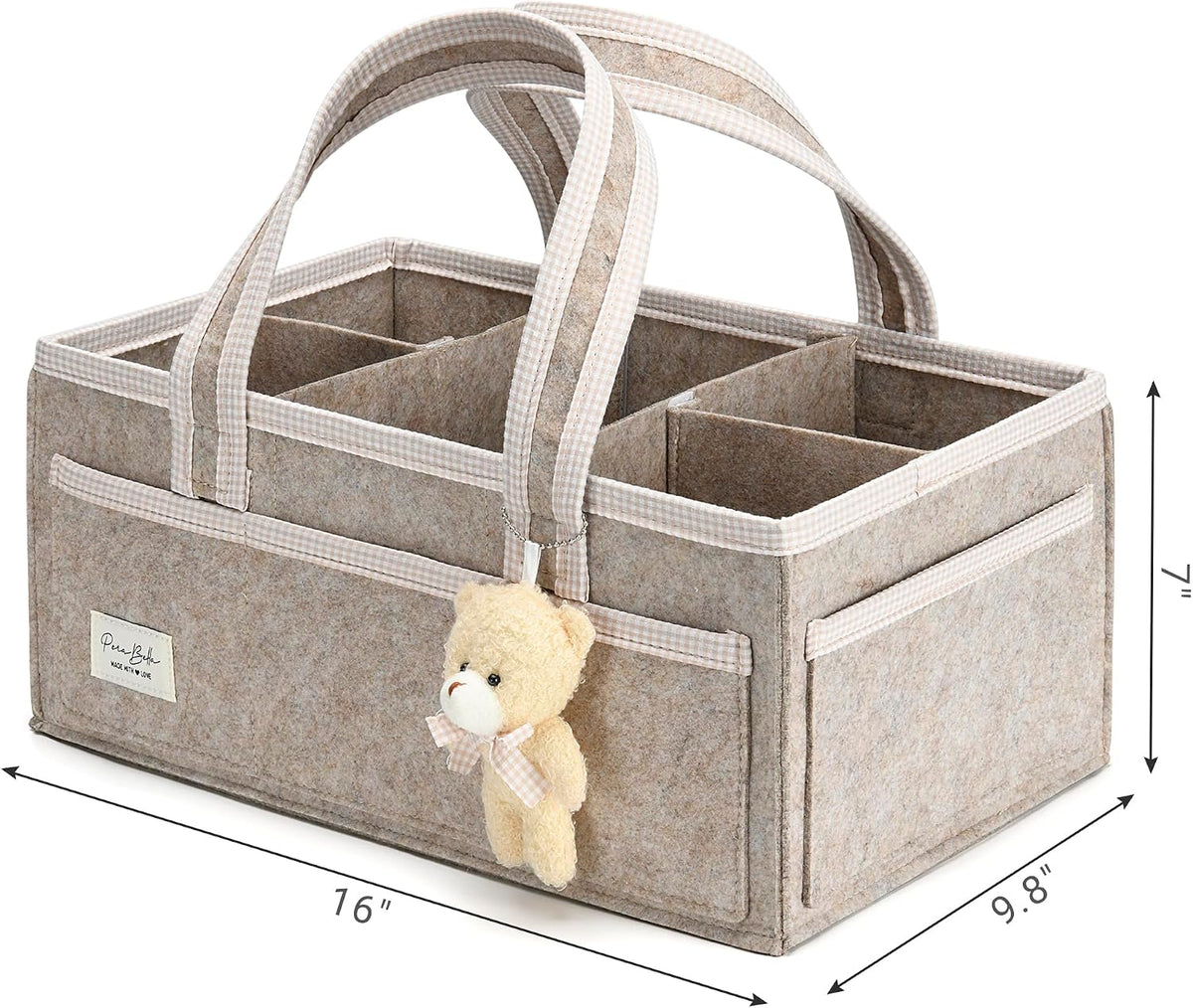 Diaper Caddy Organizer with Handle, Baby Shower Gifts Basket Bag, Registry Search Must Haves Items, Nursery Storage Organizer for Newborn Girl Boy, Baby Bag Essentials, Car Diaper Caddy Cart