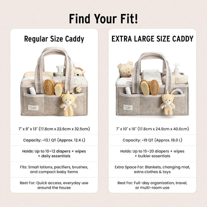 Diaper Caddy Organizer with Handle, Baby Shower Gifts Basket Bag, Registry Search Must Haves Items, Nursery Storage Organizer for Newborn Girl Boy, Baby Bag Essentials, Car Diaper Caddy Cart