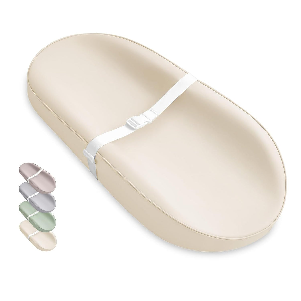 Vegan Leather Baby Changing Pad with Waterproof & Wipe-Clean PU Cover, Avocado Size Cozy Diaper Changing Pad for Dresser and Table, Taupe