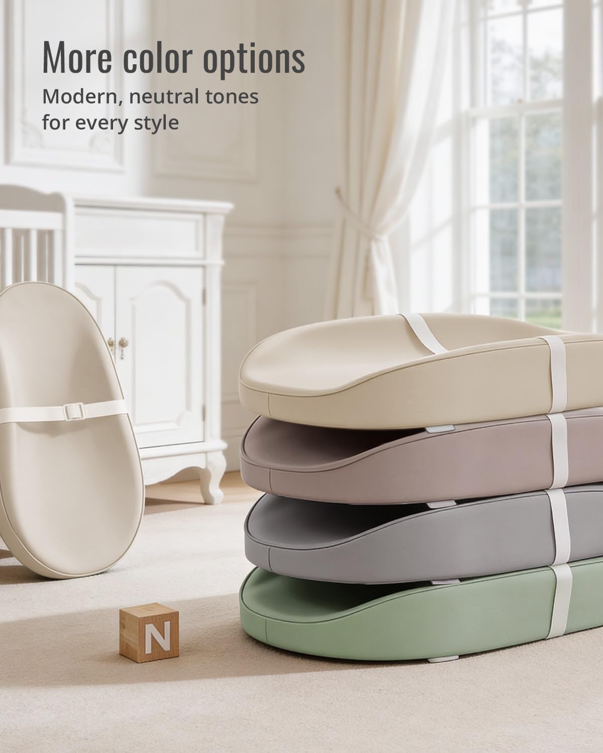 Vegan Leather Baby Changing Pad with Waterproof & Wipe-Clean PU Cover, Avocado Size Cozy Diaper Changing Pad for Dresser and Table, Taupe