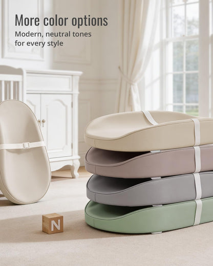 Vegan Leather Baby Changing Pad with Waterproof & Wipe-Clean PU Cover, Avocado Size Cozy Diaper Changing Pad for Dresser and Table, Taupe