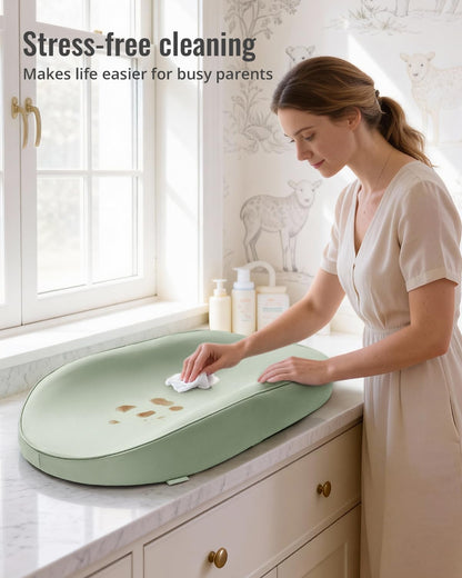 Vegan Leather Baby Changing Pad with Waterproof & Wipe-Clean PU Cover, Avocado Size Cozy Diaper Changing Pad for Dresser and Table, Taupe