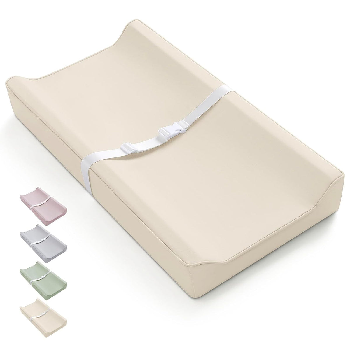 Vegan Leather Baby Changing Pad with Waterproof & Wipe-Clean PU Cover, Avocado Size Cozy Diaper Changing Pad for Dresser and Table, Taupe