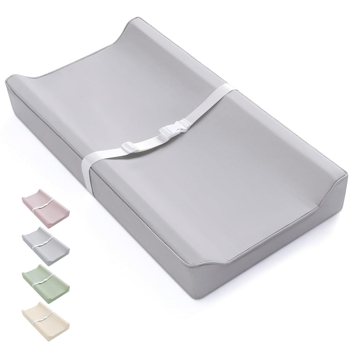 Vegan Leather Baby Changing Pad with Waterproof & Wipe-Clean PU Cover, Avocado Size Cozy Diaper Changing Pad for Dresser and Table, Taupe