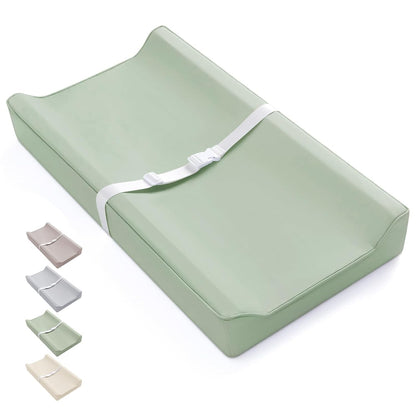 Vegan Leather Baby Changing Pad with Waterproof & Wipe-Clean PU Cover, Avocado Size Cozy Diaper Changing Pad for Dresser and Table, Taupe