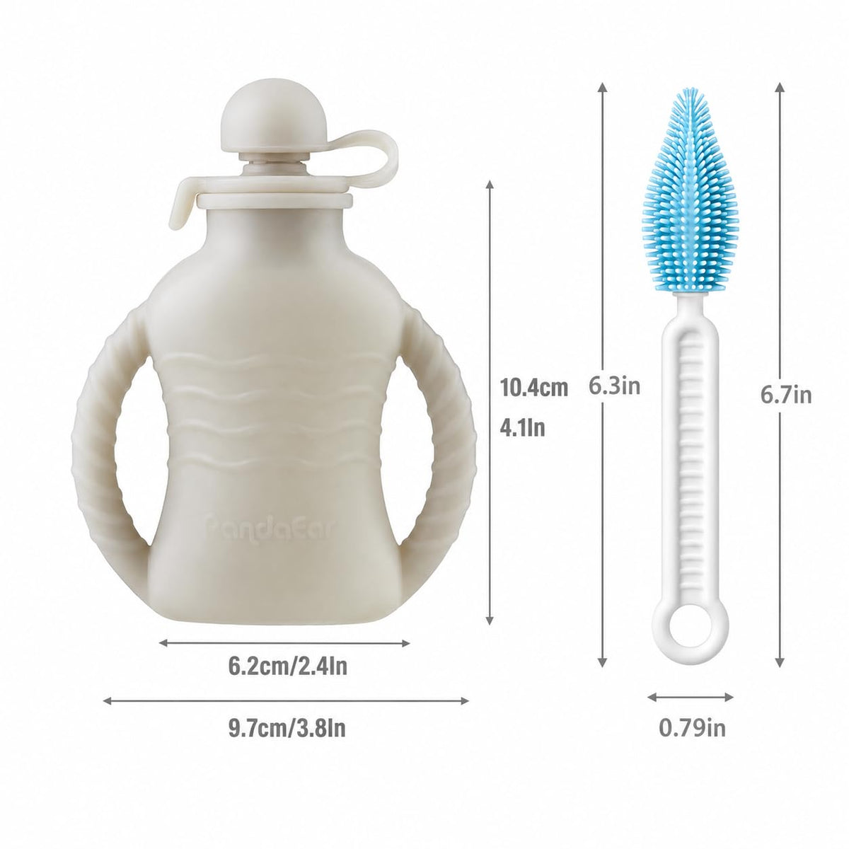 7-Pack Reusable Silicone Baby Food Pouches with Handles, 4oz Refillable Portable Pouches for Toddlers & Infants, BPA-Free Self-Feeding Yogurt & Smoothie Bags, Includes 2 Funnels