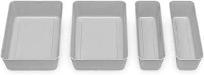 6283-9871 Set of 4-Crosshatch Gray Drawer Organizer