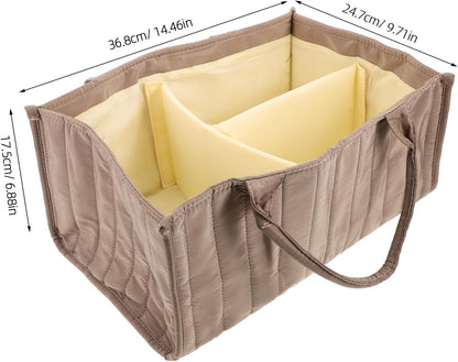 Diaper Caddy Organizer Tote Insert Leak-proof Lining and Quick Access External Pockets, Foldable Cotton and Polyester Nursery Storage Bag for Newborn Essentials in Parks