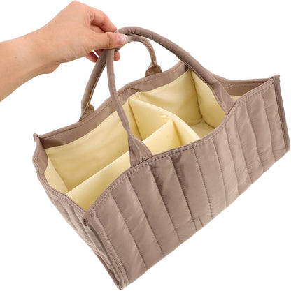 Diaper Caddy Organizer Tote Insert Leak-proof Lining and Quick Access External Pockets, Foldable Cotton and Polyester Nursery Storage Bag for Newborn Essentials in Parks