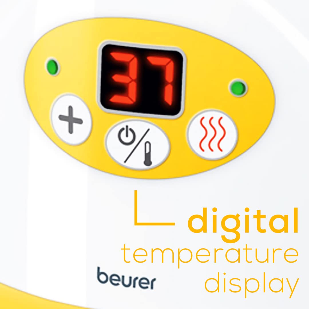 Beurer Baby Bottle Warmer & Food Warmer,BY52 | Portable 2-in-1 Heater with Keep Warm Function for Breast-Milk,Formula & Food | AVENT & NUK Bottles | with Lifter,LED Display,Safety Switch-Off & Cap