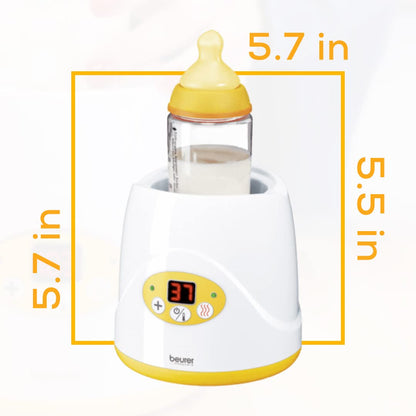 Beurer Baby Bottle Warmer & Food Warmer,BY52 | Portable 2-in-1 Heater with Keep Warm Function for Breast-Milk,Formula & Food | AVENT & NUK Bottles | with Lifter,LED Display,Safety Switch-Off & Cap
