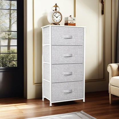 Dresser with 4 Drawers - Fabric Storage Tower