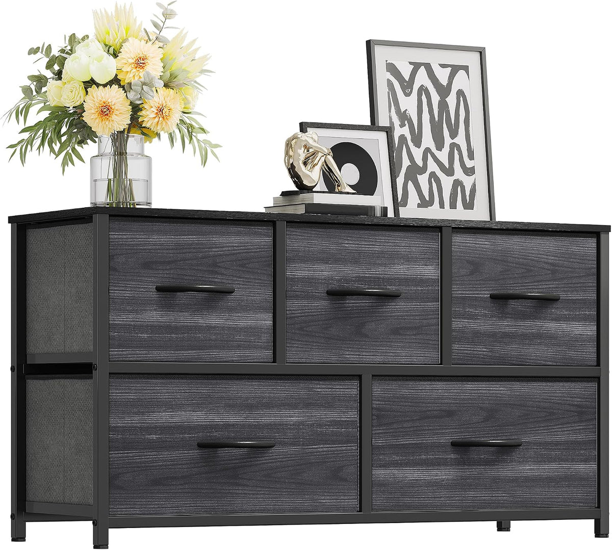 Dresser with 4 Drawers - Fabric Storage Tower