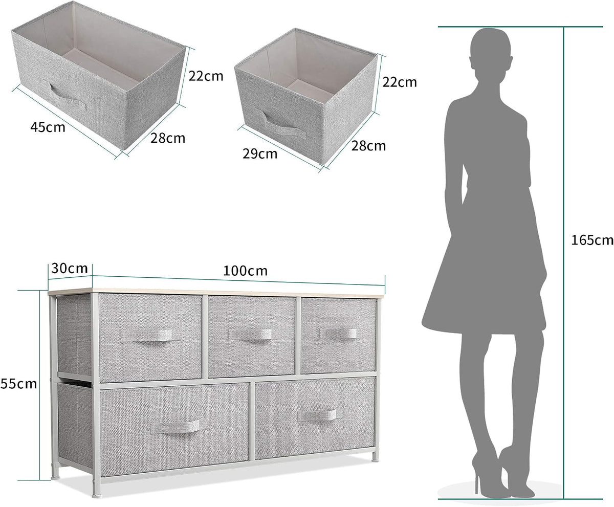 Dresser with 4 Drawers - Fabric Storage Tower