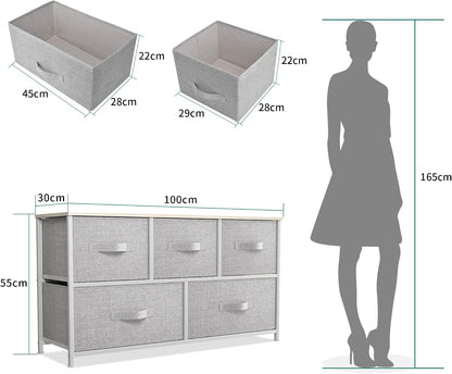 Dresser with 4 Drawers - Fabric Storage Tower