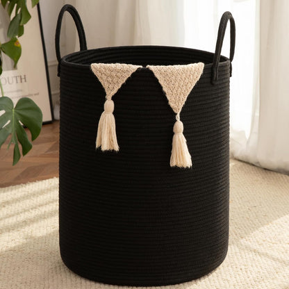OIAHOMY 60L Nursery Hamper Laundry Basket Laundry Hamper Brown/White