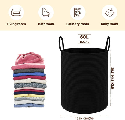 OIAHOMY 60L Nursery Hamper Laundry Basket Laundry Hamper Brown/White