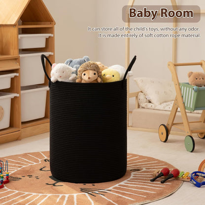 OIAHOMY 60L Nursery Hamper Laundry Basket Laundry Hamper Brown/White