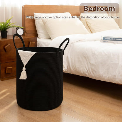 OIAHOMY 60L Nursery Hamper Laundry Basket Laundry Hamper Brown/White