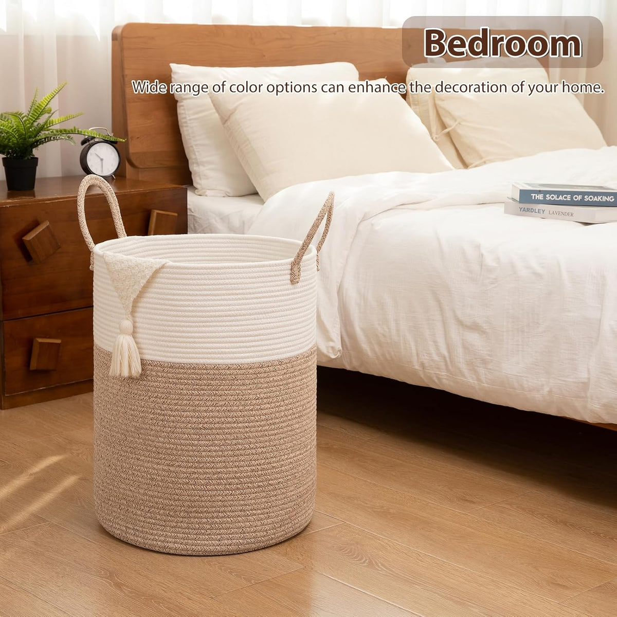 OIAHOMY 60L Nursery Hamper Laundry Basket Laundry Hamper Brown/White