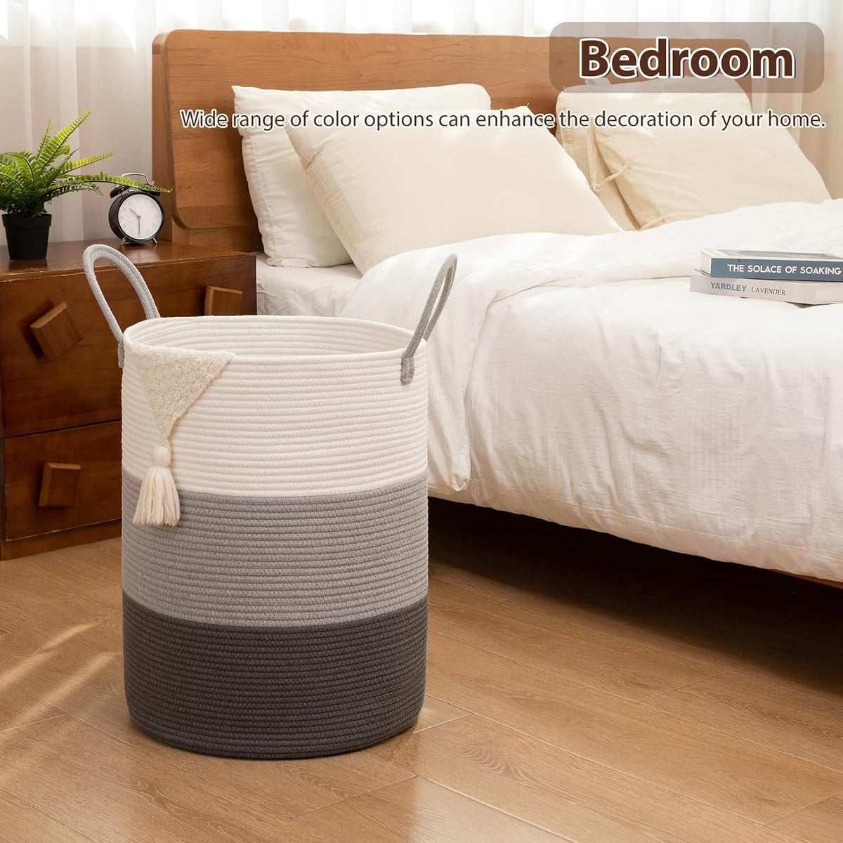 OIAHOMY 60L Nursery Hamper Laundry Basket Laundry Hamper Brown/White
