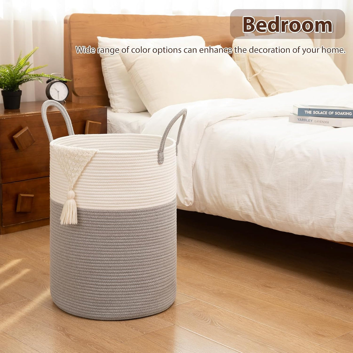 OIAHOMY 60L Nursery Hamper Laundry Basket Laundry Hamper Brown/White