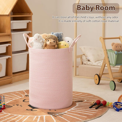 OIAHOMY 60L Nursery Hamper Laundry Basket Laundry Hamper Brown/White