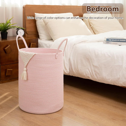 OIAHOMY 60L Nursery Hamper Laundry Basket Laundry Hamper Brown/White