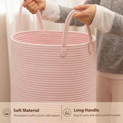 OIAHOMY 60L Nursery Hamper Laundry Basket Laundry Hamper Brown/White