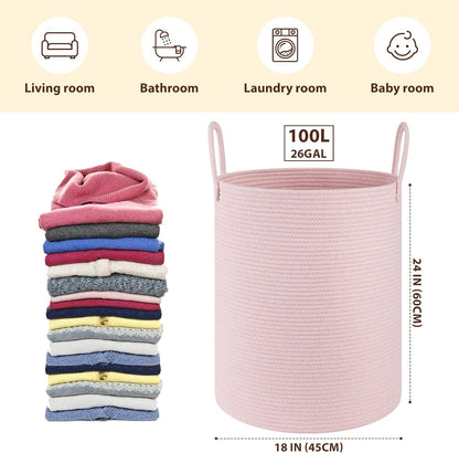 OIAHOMY 60L Nursery Hamper Laundry Basket Laundry Hamper Brown/White