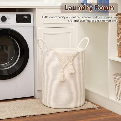 OIAHOMY 60L Nursery Hamper Laundry Basket Laundry Hamper Brown/White