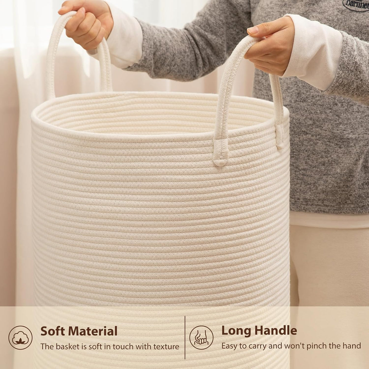 OIAHOMY 60L Nursery Hamper Laundry Basket Laundry Hamper Brown/White