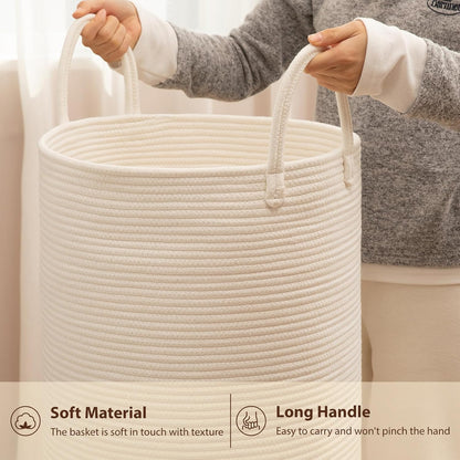 OIAHOMY 60L Nursery Hamper Laundry Basket Laundry Hamper Brown/White
