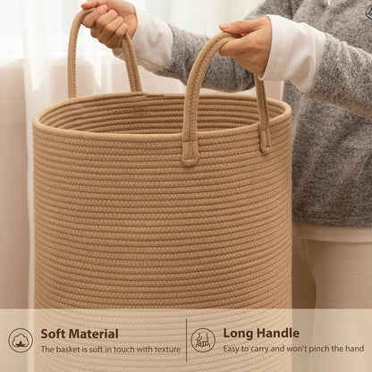 OIAHOMY 60L Nursery Hamper Laundry Basket Laundry Hamper Brown/White