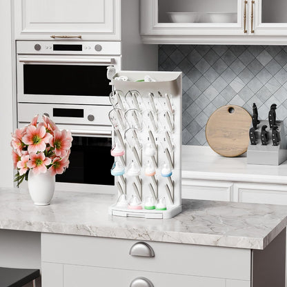 SuoXing Vertical Baby Bottle Drying Rack with Brush- Hold 16 Bottles - Large Breast Pump,Bottle Dryer Rack for Kitchen Countertop,Space Saving Bottle Stand Holder for Pacifiers,Pump Accessories,Pink