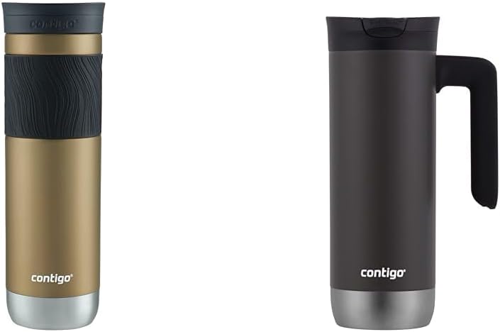 Byron Vacuum-Insulated Stainless Steel Travel Mug with Leak-Proof Lid & Superior 2.0 Stainless Steel Travel Mug with Handle and Leak-Proof Lid