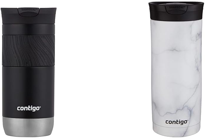 Byron Vacuum-Insulated Stainless Steel Travel Mug with Leak-Proof Lid & Superior 2.0 Stainless Steel Travel Mug with Handle and Leak-Proof Lid