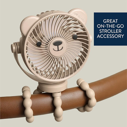 Baby Stroller Fan, Rechargeable Fan with Wraparound Legs (Bear)