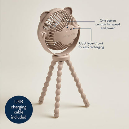 Baby Stroller Fan, Rechargeable Fan with Wraparound Legs (Bear)