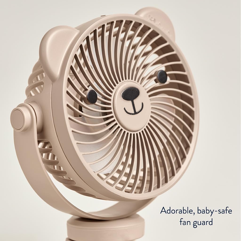 Baby Stroller Fan, Rechargeable Fan with Wraparound Legs (Bear)