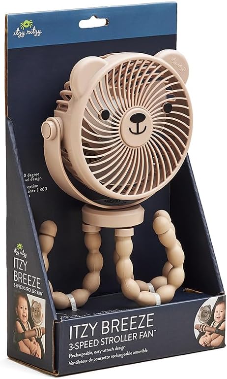 Baby Stroller Fan, Rechargeable Fan with Wraparound Legs (Bear)