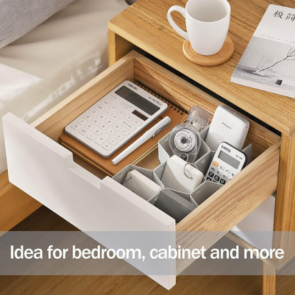 Sock Drawer Organizer, Drawer Divider Organizer for Underwear Socks Ties Belts Assemble Honeycomb Separator Closet Cabinet DIY Desk Office 8pcs Grey