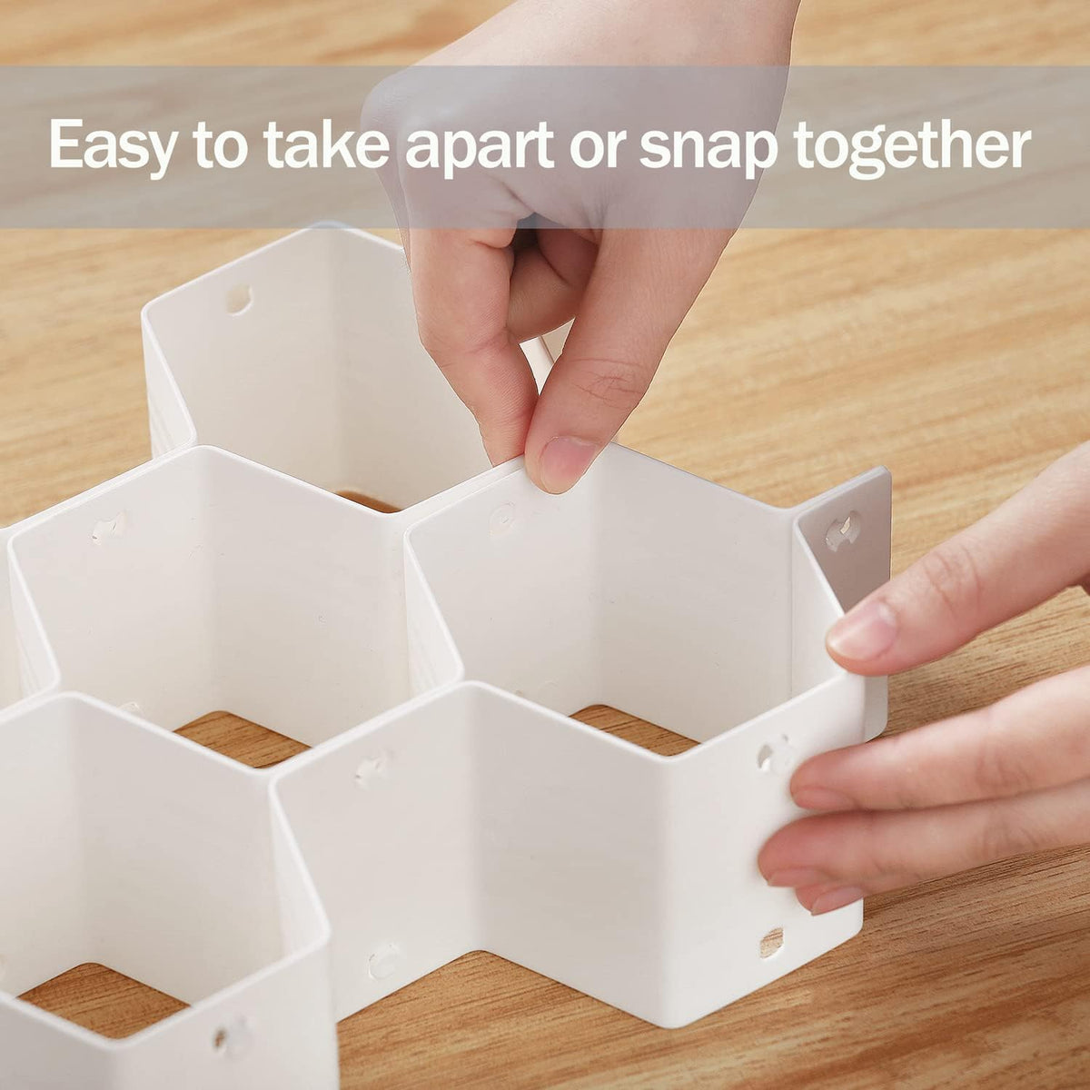 Sock Drawer Organizer, Drawer Divider Organizer for Underwear Socks Ties Belts Assemble Honeycomb Separator Closet Cabinet DIY Desk Office 8pcs Grey