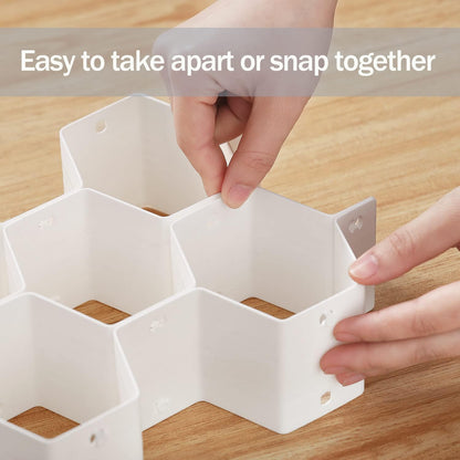Sock Drawer Organizer, Drawer Divider Organizer for Underwear Socks Ties Belts Assemble Honeycomb Separator Closet Cabinet DIY Desk Office 8pcs Grey