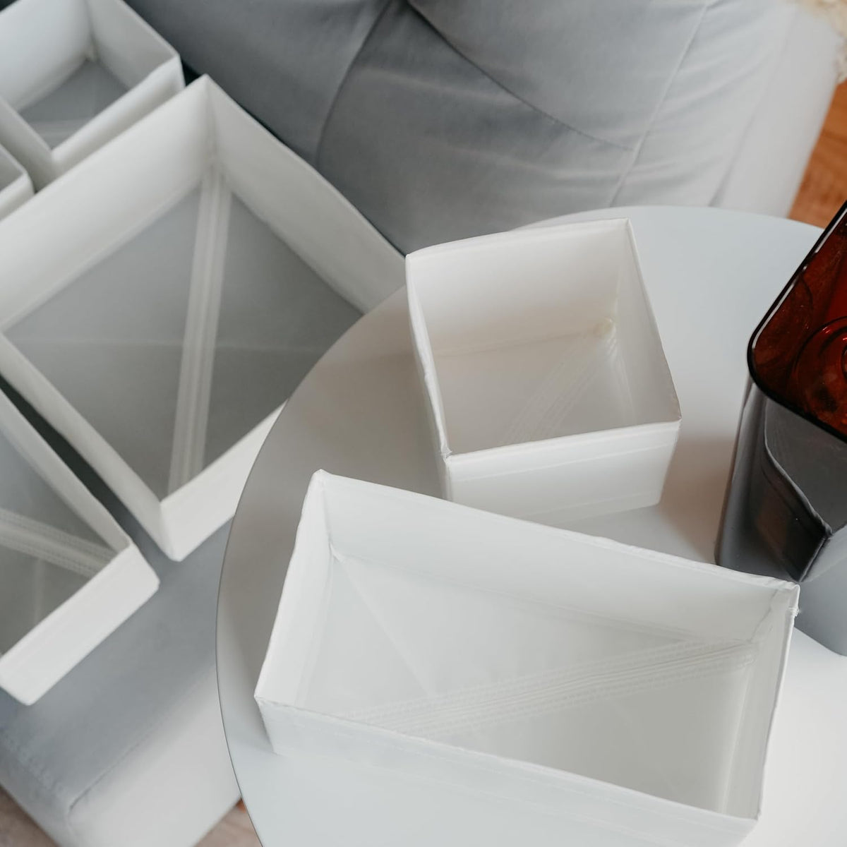 6-Pack Drawer Organizers for Clothes, Dresser Bins for Nursery, Closet, Baby Clothes, Underwear & Socks for Drawers Wardrobe White