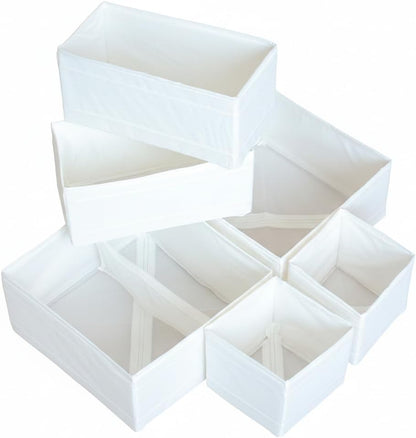 6-Pack Drawer Organizers for Clothes, Dresser Bins for Nursery, Closet, Baby Clothes, Underwear & Socks for Drawers Wardrobe White