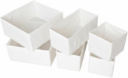 6-Pack Drawer Organizers for Clothes, Dresser Bins for Nursery, Closet, Baby Clothes, Underwear & Socks for Drawers Wardrobe White