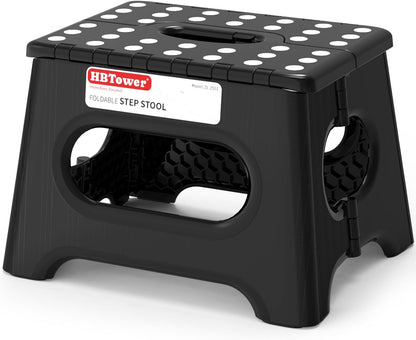 Folding Step Stool 9 Inch, 600 LBS Capacity with Safety Lock, Black
