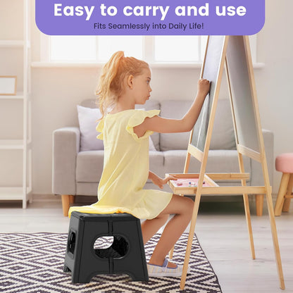 Folding Step Stool 9 Inch, 600 LBS Capacity with Safety Lock, Black